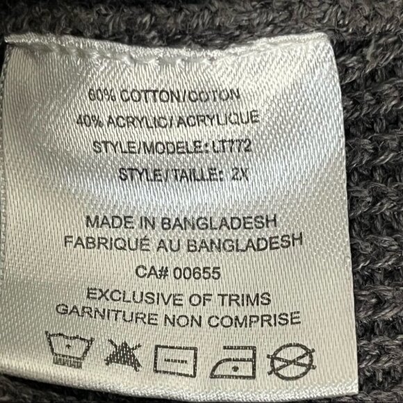 Size 2x Pennington’s Grey  Zip up Cardigan sweater - Picture 8 of 9